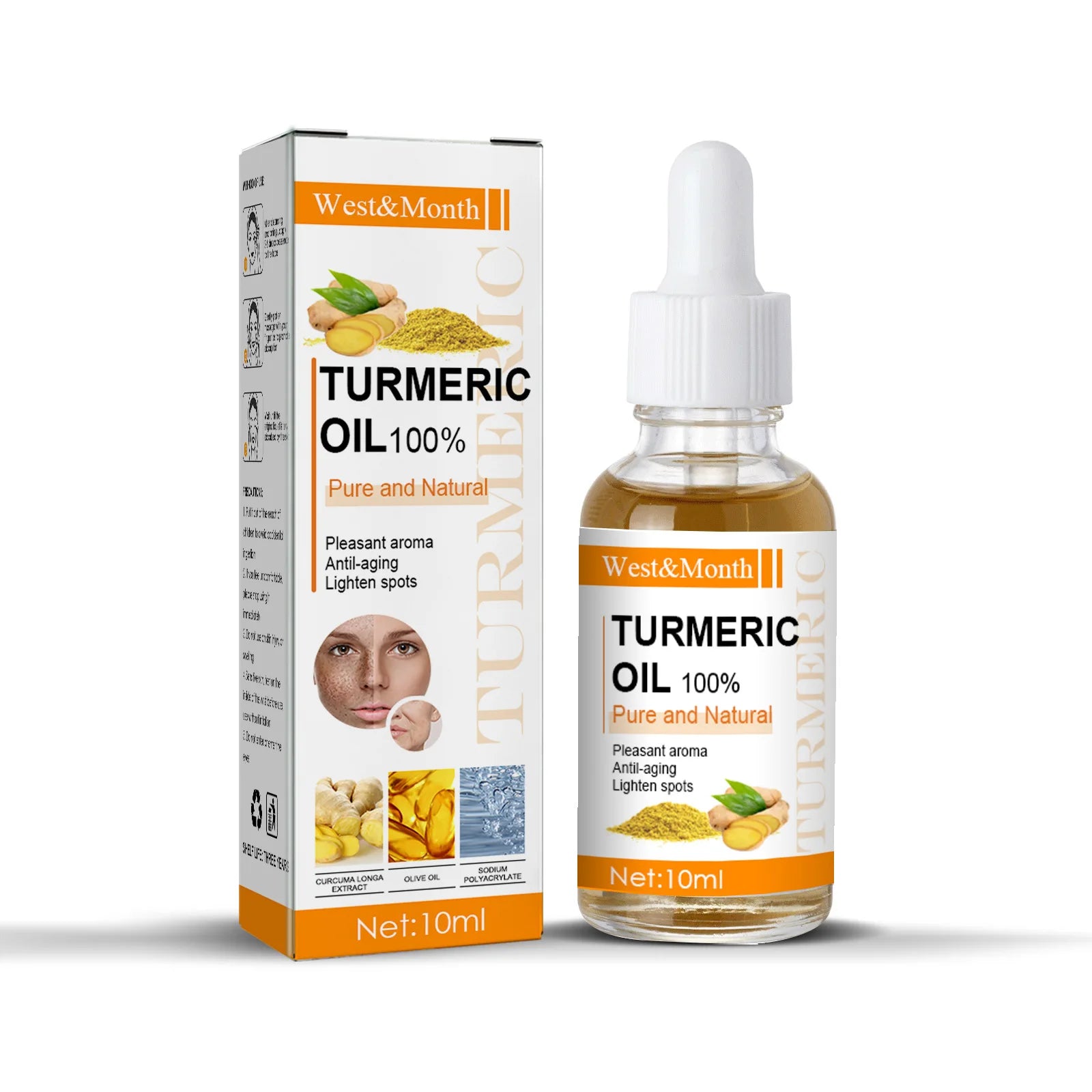 Turmeric Essence Oil Firming Tightening Fade Fine Lines Brighten Skin Tone Remove Melanin Deeply Moisturizing Facial Serum Oil