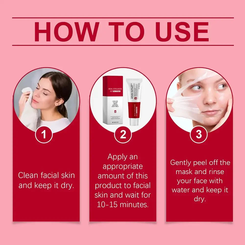 Real Collagen Fit, Collagen Wrapping Mask, Collagen 670,000ppm, Peel Off Facial Mask for elasticity, Hydrating, Glow, Glass Skin
