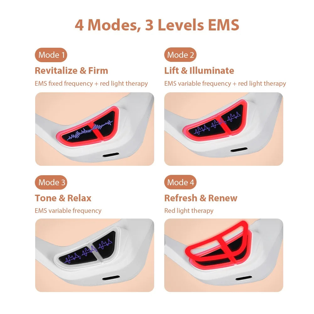 Electric EMS V Face Lifting Beauty Device 6 Modes 8 Levels Micro-current Facial Firming Massager Double Chin Removal Skin Care