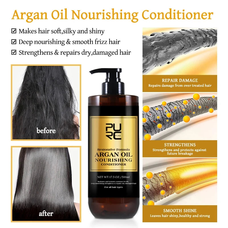 PURC Morocco Set Serum Smoothing Shampoo Conditioner And Repair Hair Mask Anti Dandruff Scalp Anti-Itch Hair Care Products Kit