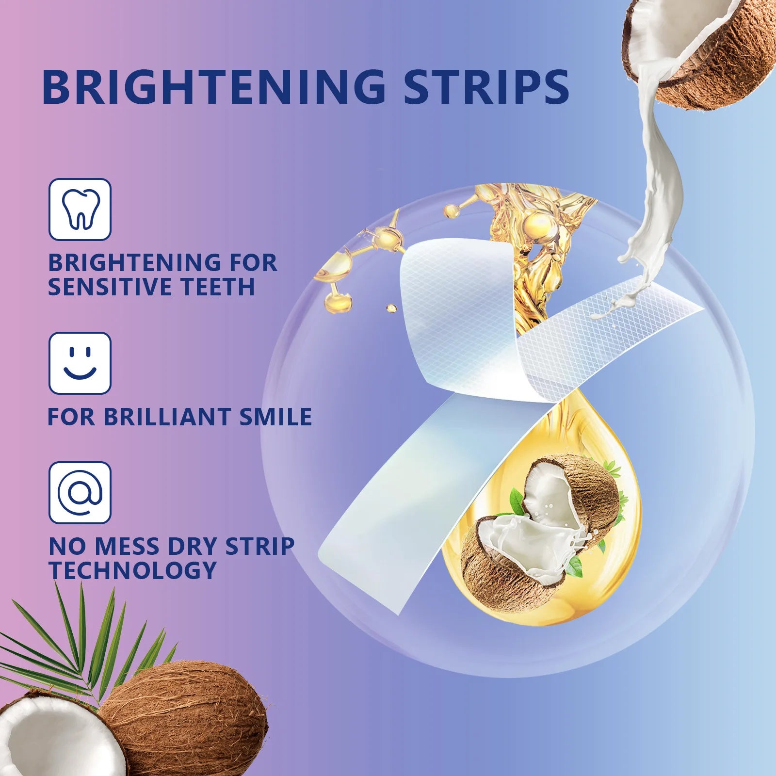 14Strips Teeth Whitening Strips Remove Plaque Stains Cleaning Oral Hygiene Sensitivity Relief Fresh Breath Brighten Tooth Care