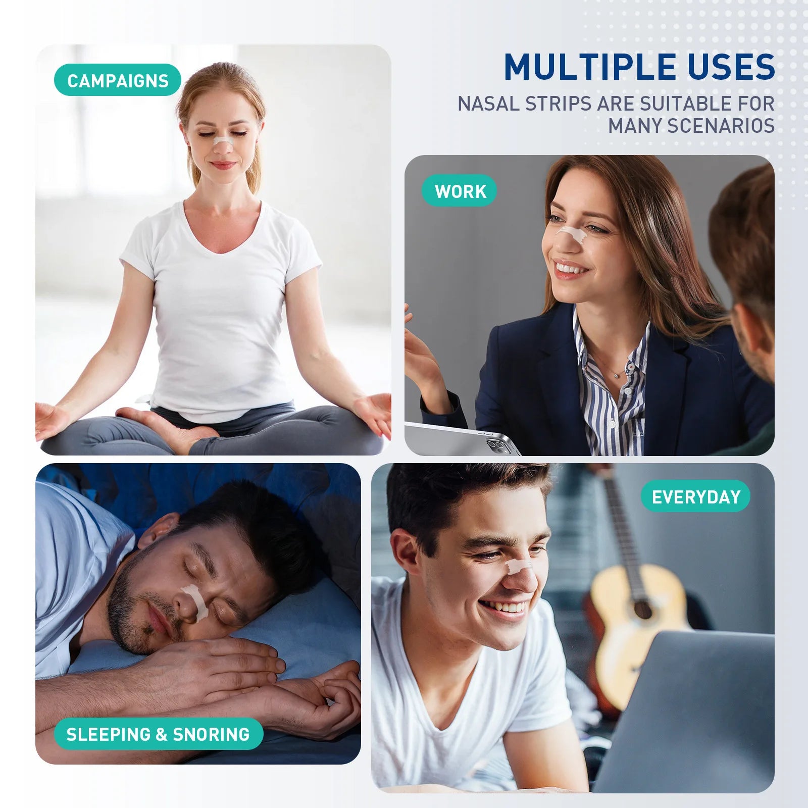30/60/90Pcs,Sleep Nasal Strips,Nose Breathe Strips,Anti Snoring Nose Strips for Breathing,Exercise Air Inhalatiand Improve Sleep