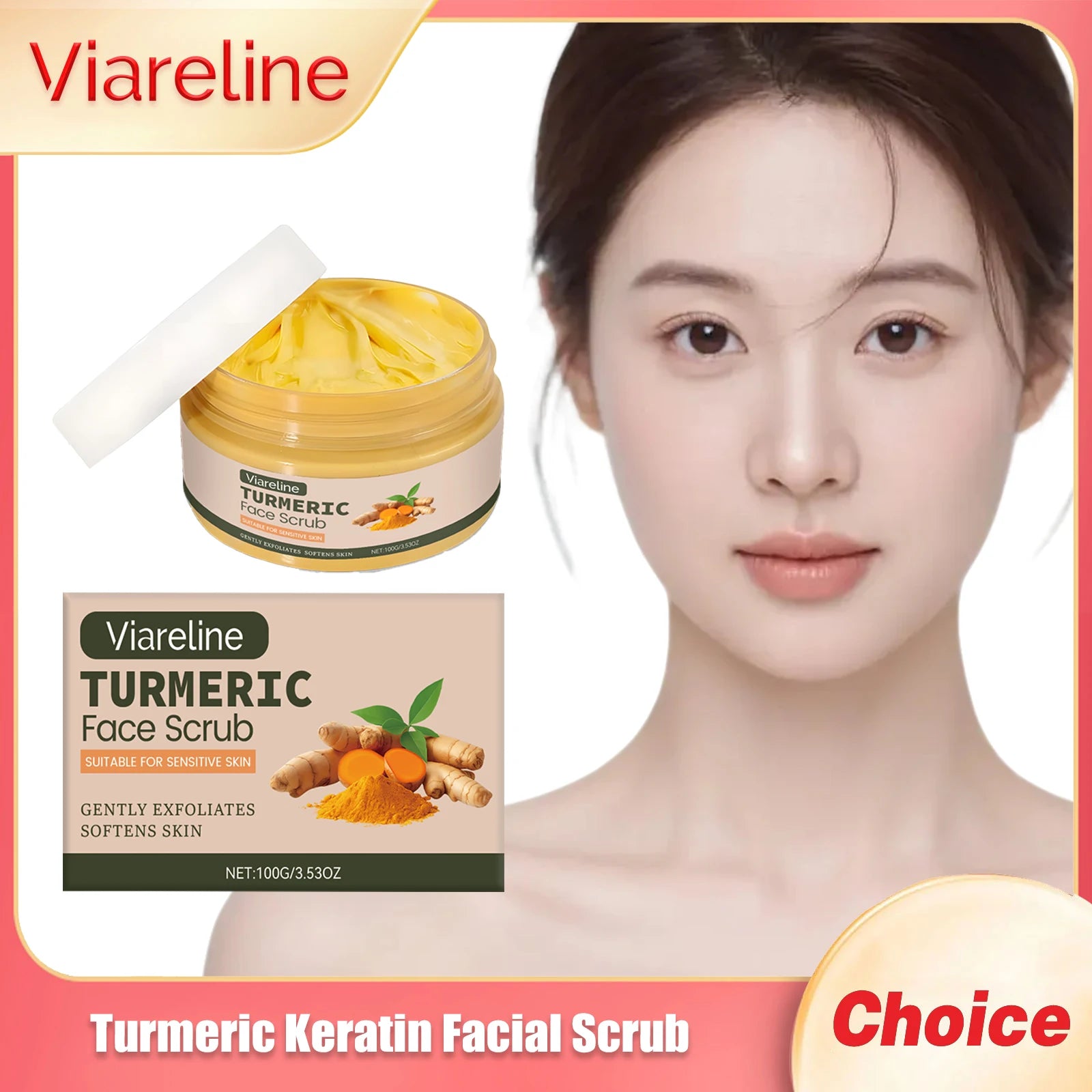 VIARELINE Turmeric Keratin Facial Scrub Remove Dirt Smooth Skin Clean Pore Fade Black S-pot Facial Moisturizing Brighten Cream