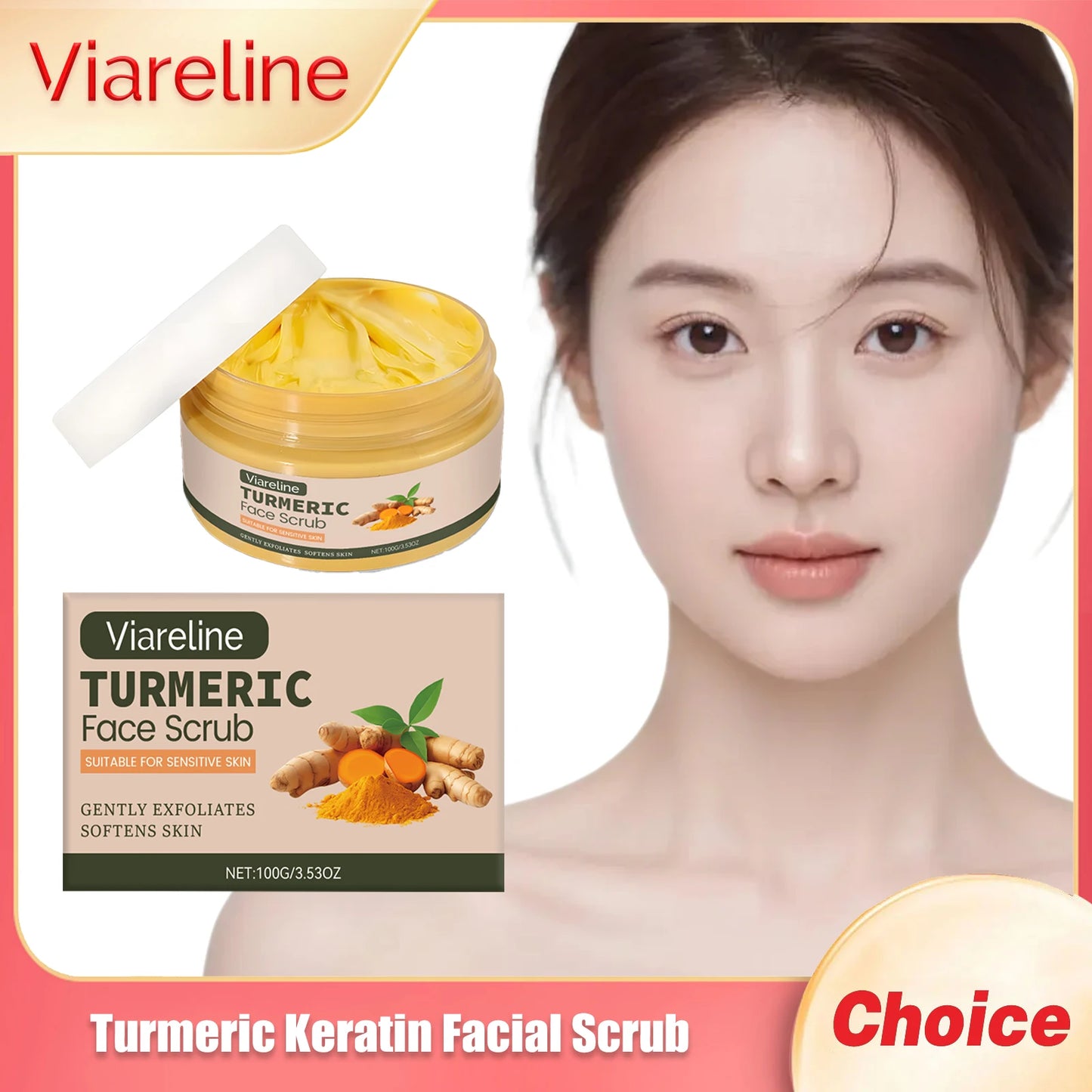 VIARELINE Turmeric Keratin Facial Scrub Remove Dirt Smooth Skin Clean Pore Fade Black S-pot Facial Moisturizing Brighten Cream