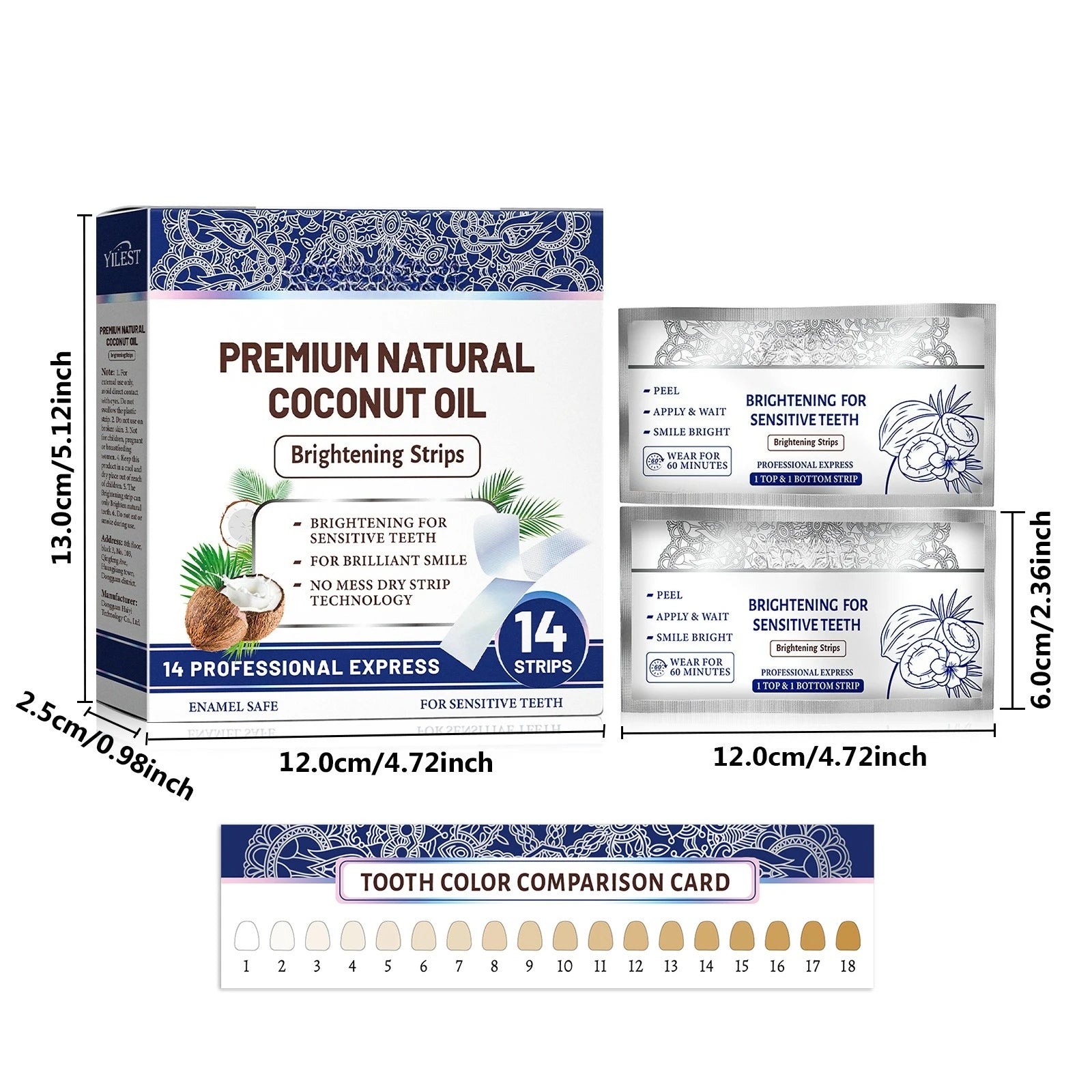 14Strips Teeth Whitening Strips Remove Plaque Stains Cleaning Oral Hygiene Sensitivity Relief Fresh Breath Brighten Tooth Care