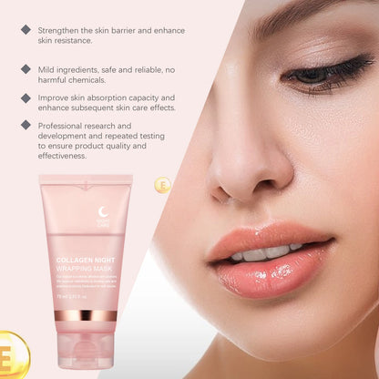 Korean Collagen Wrapping Mask And Brush Set for Facial Rejuvenation Moisturizing Brightening Glowing Skin Elasticity Face Mask