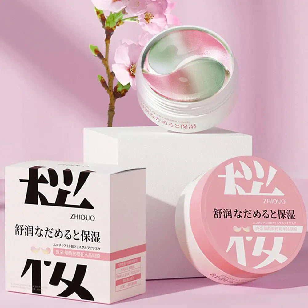 Sakura Collagen Hyaluronic Acid Eye Mask Anti Dark Circles Eye Bags Moisturizing Firming Eye Patches Skin Care Products