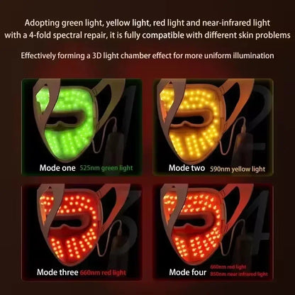LED 4 Colors Facial Mask Home Use Red Light Therapy Skin Moisturize Rejuvenation Wrinkle Removal Anti Acne Shrink Pores Salon