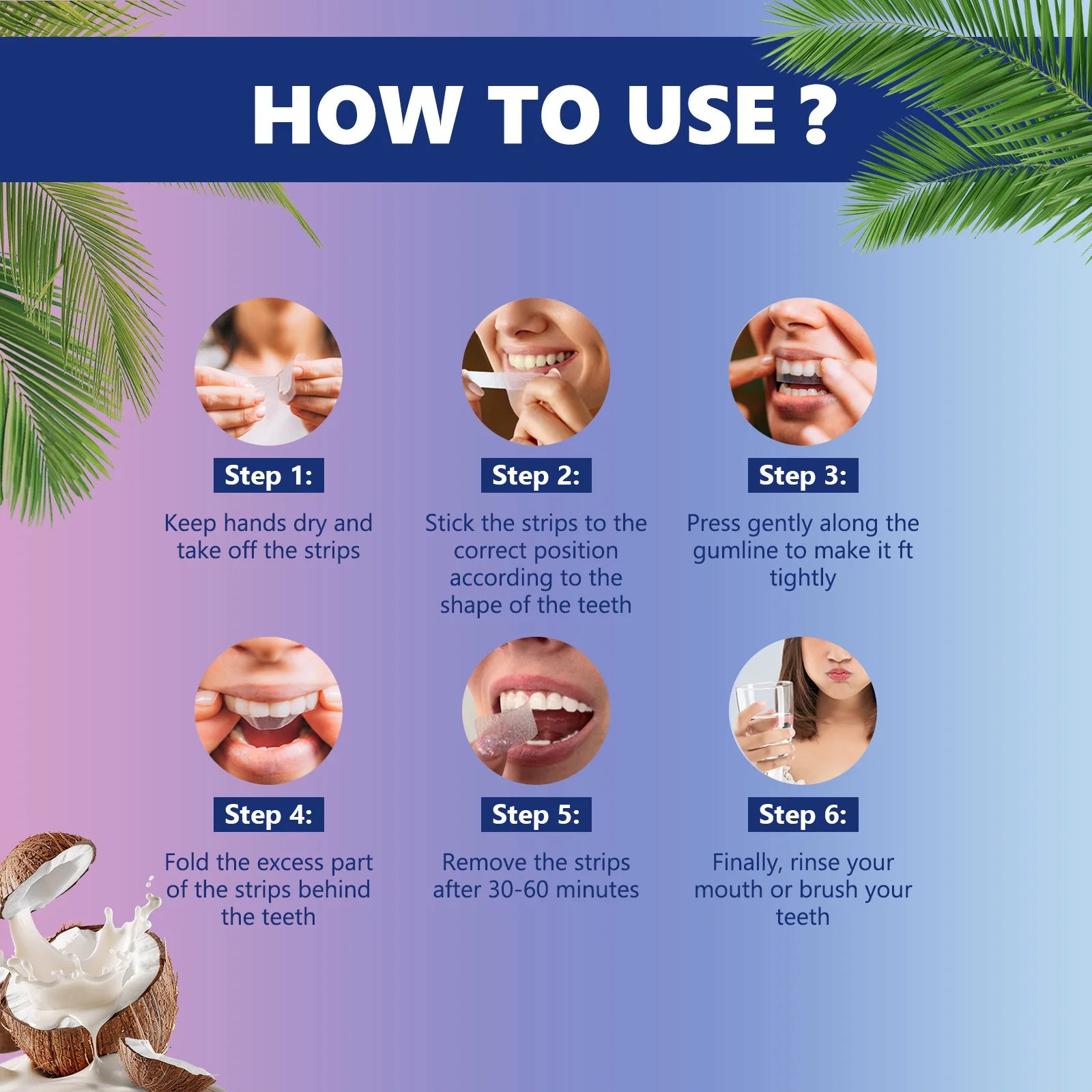 14Strips Teeth Whitening Strips Remove Plaque Stains Cleaning Oral Hygiene Sensitivity Relief Fresh Breath Brighten Tooth Care