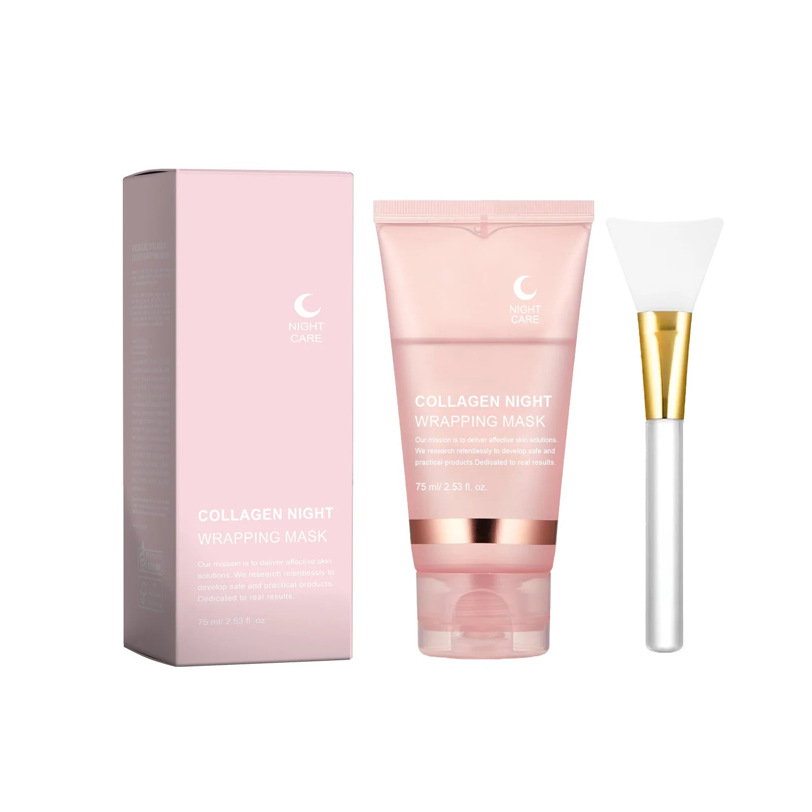 Korean Collagen Wrapping Mask And Brush Set for Facial Rejuvenation Moisturizing Brightening Glowing Skin Elasticity Face Mask