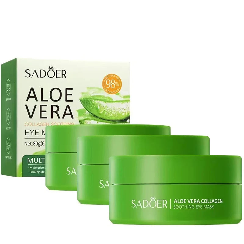 60pcs SAODER Aloe Vera Collagen Eye Mask Anti Dark Circles Eyes Bags Moisturizing Firming Eye Patches Eyes Skin Care Products