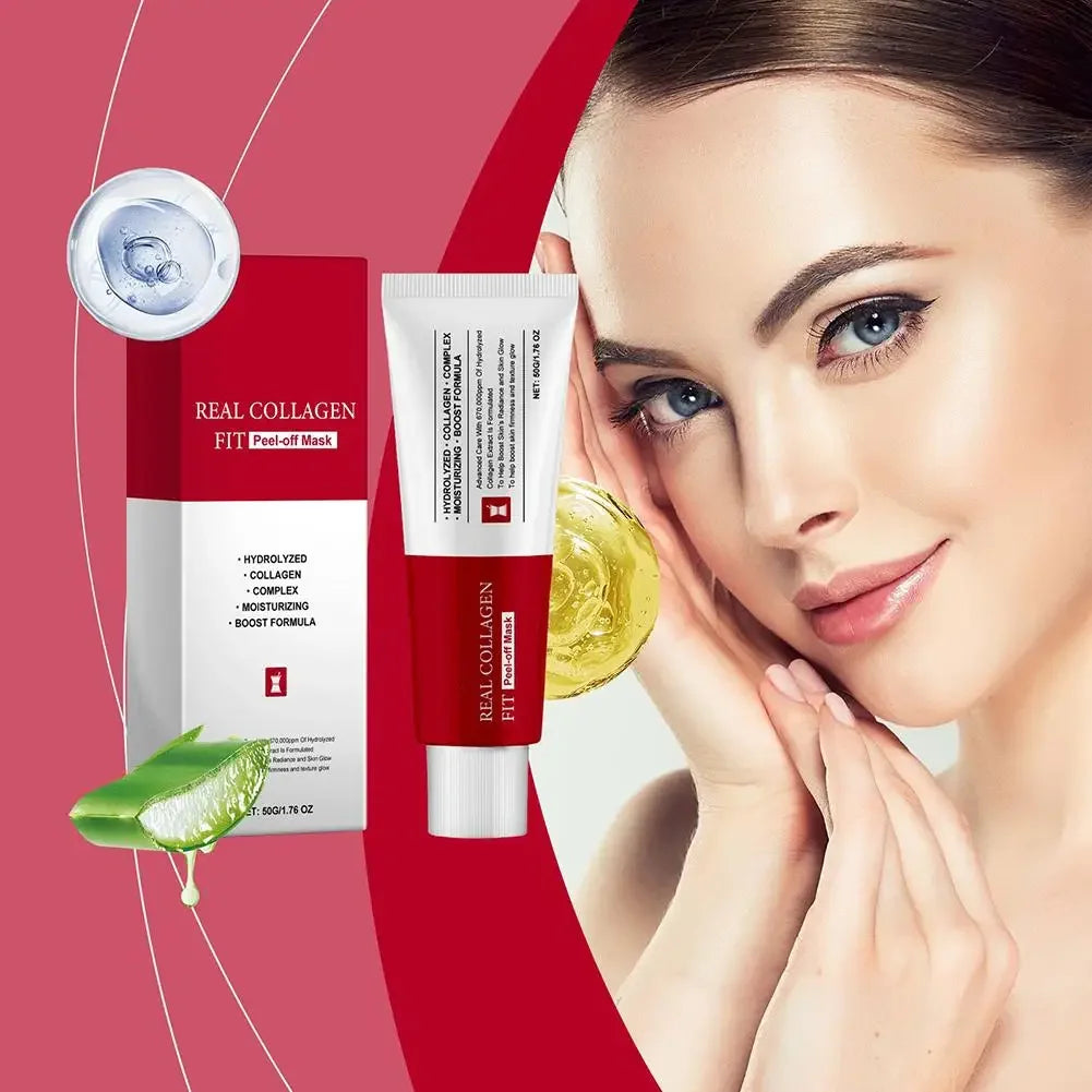 Real Collagen Fit, Collagen Wrapping Mask, Collagen 670,000ppm, Peel Off Facial Mask for elasticity, Hydrating, Glow, Glass Skin
