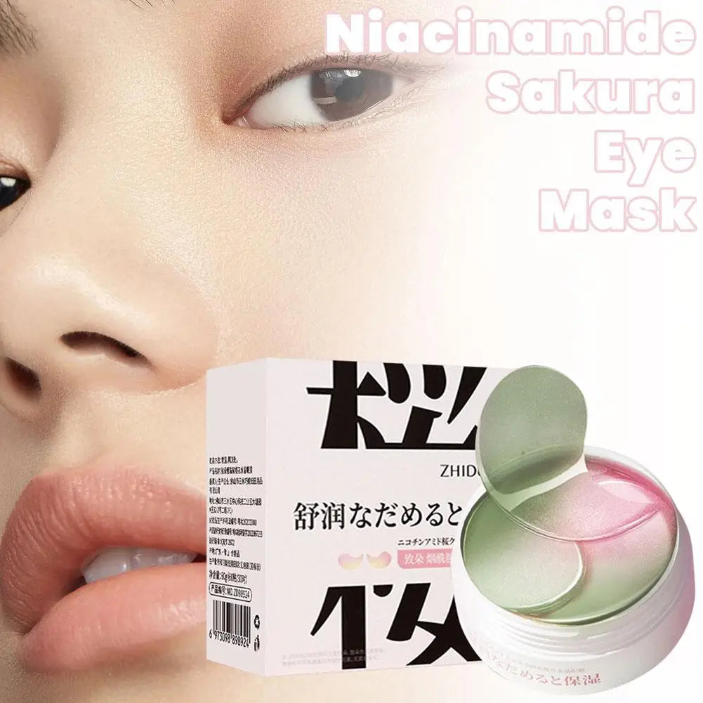 Sakura Collagen Hyaluronic Acid Eye Mask Anti Dark Circles Eye Bags Moisturizing Firming Eye Patches Skin Care Products