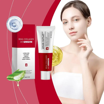 Real Collagen Fit, Collagen Wrapping Mask, Collagen 670,000ppm, Peel Off Facial Mask for elasticity, Hydrating, Glow, Glass Skin