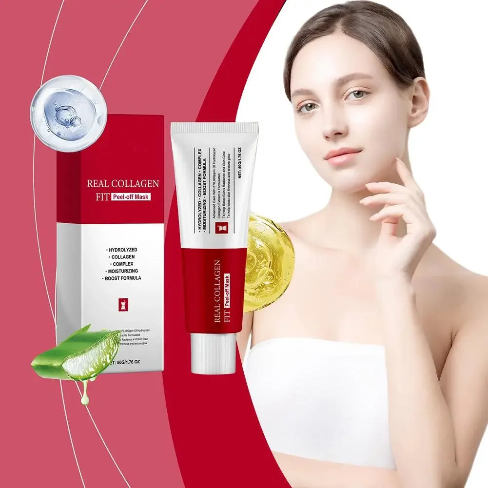 Real Collagen Fit, Collagen Wrapping Mask, Collagen 670,000ppm, Peel Off Facial Mask for elasticity, Hydrating, Glow, Glass Skin