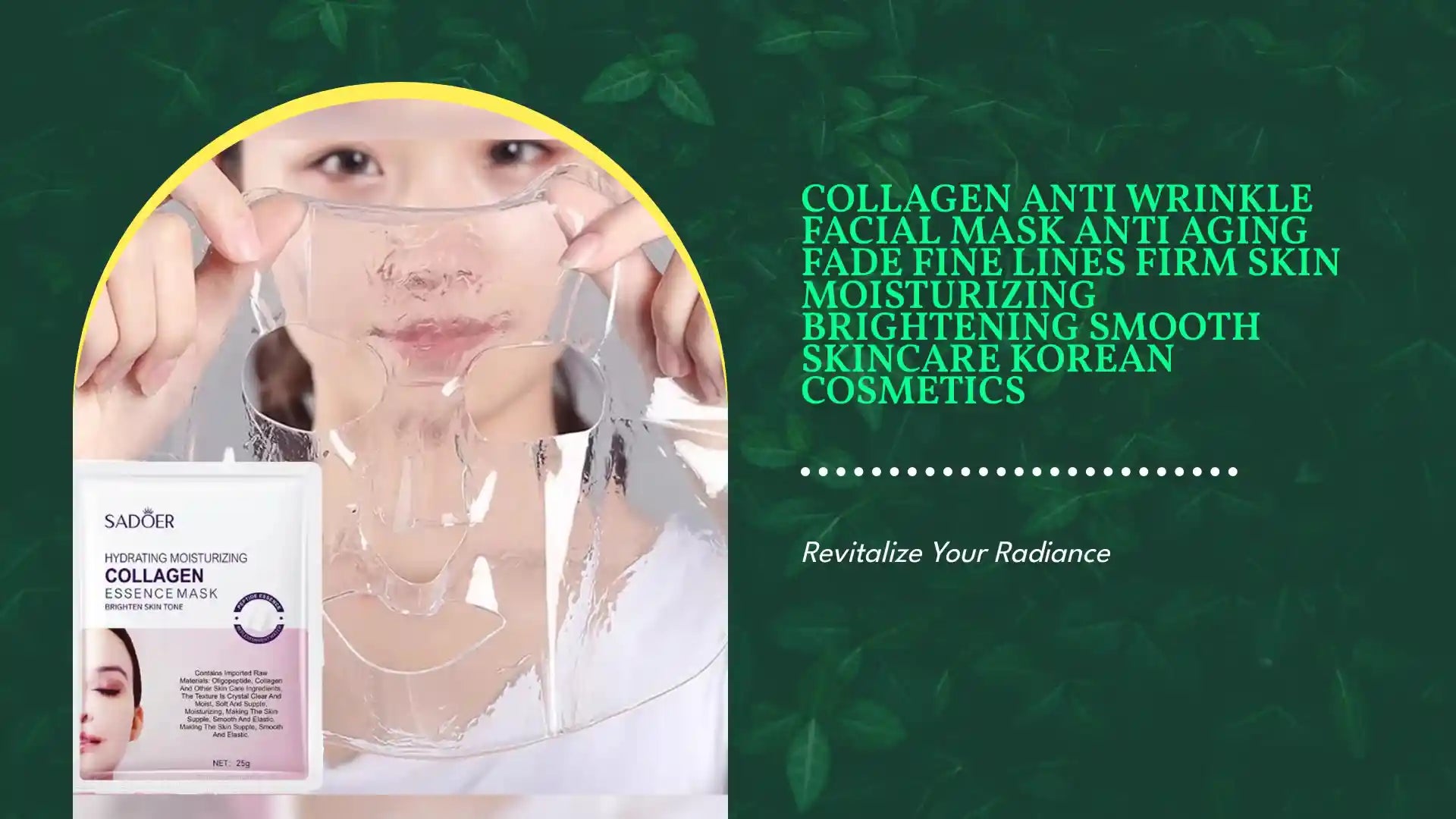 Collagen Anti Wrinkle Facial Mask Anti Aging Fade Fine Lines Firm Skin Moisturizing Brightening Smooth SkinCare Korean Cosmetics by@Outfy